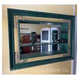 Mirrored Back Display Shelf, Green Frame, 30"x42"