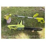 SunJoe Electric Weed Whacker and Chainsaw