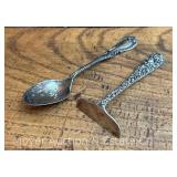 S. Kirk & Son "Repousse" Sterling Crumb Scrapper with Other Sterling Spoon, 0.86tr.oz.