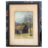 Edna Van Dyke Oil Painting of Rural Scene, Artist Signed, Framed 10.5"x8"