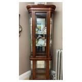 Curio Display Cabinet, Mirrored Back and Lighted Interior, 25"x12"x76"h