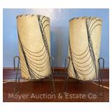 Pair of Mid-Century Modern Table Lamps, Vellum Shades, 13"h