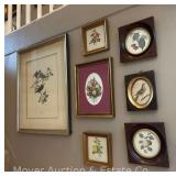 Group of Bird and Floral Prints, Framed, 6"x5" - 20.5"x17.5"