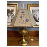 Electrified Oil Lamp, Paper Shade, 21"h