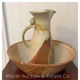 Studio Pottery Bowl and Pitcher, 13"w and 11"h