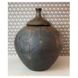 Studio Pottery Lidded Jar, 8.5"h
