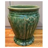 Pottery Jardiniere, Green Glaze, 12"w x 14"h