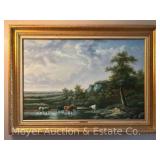 Oil on Canvas Landscape by John Wyer, Artist Signed, Framed 32”x44”