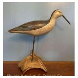 Wood Shore Bird, Hand-painted, Artist Signed, 12"h