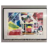 Lithograph of Robert S. Alba Abstract Painting, Limited Edition 8/10, Framed 15"x21"