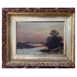 Oil on Canvas Landscape, Antique, Framed 17.5"x22.5"