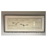 "Winter Mist" Watercolor, Artist Signed and Dated, Framed 14"x32"