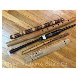 Group of Carved Flutes, Etc. 13”-19” Long