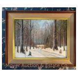 Winter Landscape Oil Painting on Board, 15.5"x20"