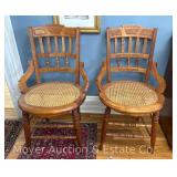 (4) Cane Seat Chairs, 2 Matching, Antique