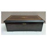 Swiss Cylinder Music Box, 6 Tunes, Inlay to Lid, 14"w