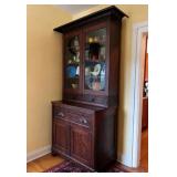 Large Secretary Hutch, Glass Doors on Upper Section, 3 Pieces, Antique, 43.5"x24"x94"h