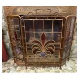 Stained Glass Fireplace Screen, See Photos for Cracked Panel, 25"h