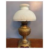 The Non-Explosive Electrified Oil Lamp, Glass Shade, 18"h