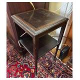 Wood Side Table, 2 Tiers, 16"x16"x28"h