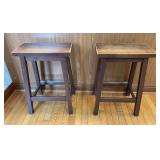 Pair Wooden Bar Stools, 24" Seat Height