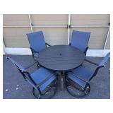 (7) Piece Metal Patio Set, Swivel Chairs, (2) Chairs New in Box, 40.5" Round Table
