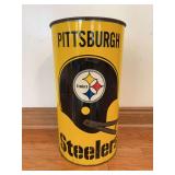 Vintage Pittsburgh Steelers Metal Waste Basket, 19.5” Tall