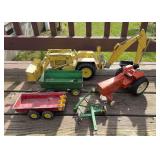 Group of Pressed Steel Farm Tractors and Equipment, 5”-25” Long