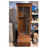 Oak Gun Cabinet with Glass Door, 16"x22"x72"h