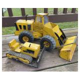 Tonka Pressed Steel Bulldozer and Loader, 9”-19” Long