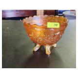 Carnival Glass footed bowl & MCM Art Glass Dish