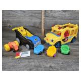 Fisher Price Little People Batmobile, Bus, Tractor