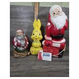 Vintage Santa Night Light, Santa & Bunny Blow Mold