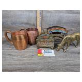 Copper Mule Mugs, & Brass Decor