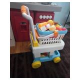 Toy Grocery Cart, Basket & Food Items