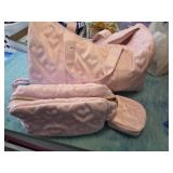 Pink Heart Quilted Duffle, Cosmetic Bag & Strap