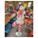 Vntg Santa's Best Candy Cane Snowman Blow Mold