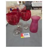 Vintage Ruby Red Wine Glasses