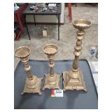 Trio Baroque-Style Alter Candlesticks