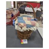 VIn tage Basket with Quilted Patchwork Lid