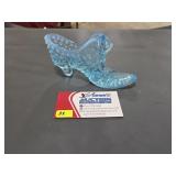 Vintage Fenton Glass Slipper Blue Hobnail
