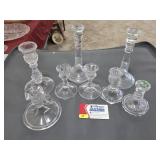 Assorted Vintage Clear Glass Candlesticks