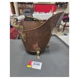 Vintage Brass & Copper Footed Coal Scuttle