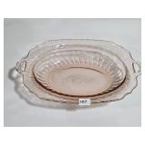 Vintage Mayfair Pink Depression Glass Serving Bowl