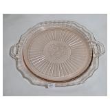 Vntg Mayfair Pink Depression Glass Cake Plate