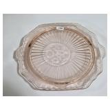 Vntg Mayfair Pink Depression Glass Footed Cake Plt