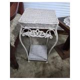 Victorian Style White Wicker Accent Table