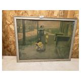Vintage Lithograph Print 'Flower Girl in Holland'