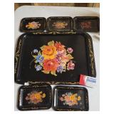 Vintage Floral Metal Serving Trays