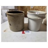Double Rimmed Stoneware Crock & Single Rim